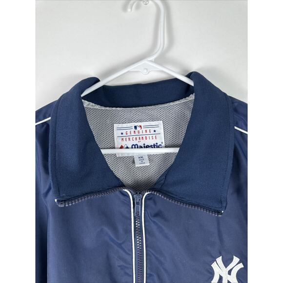 Majestic New York Yankees Jacket Mens XXL Navy Full Zip Nylon FLAWS READ - Picture 5 of 14